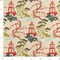 Garden - Green,Red & Burgundy Global,Novelty,Toile Upholstery Fabric 54 Inches"